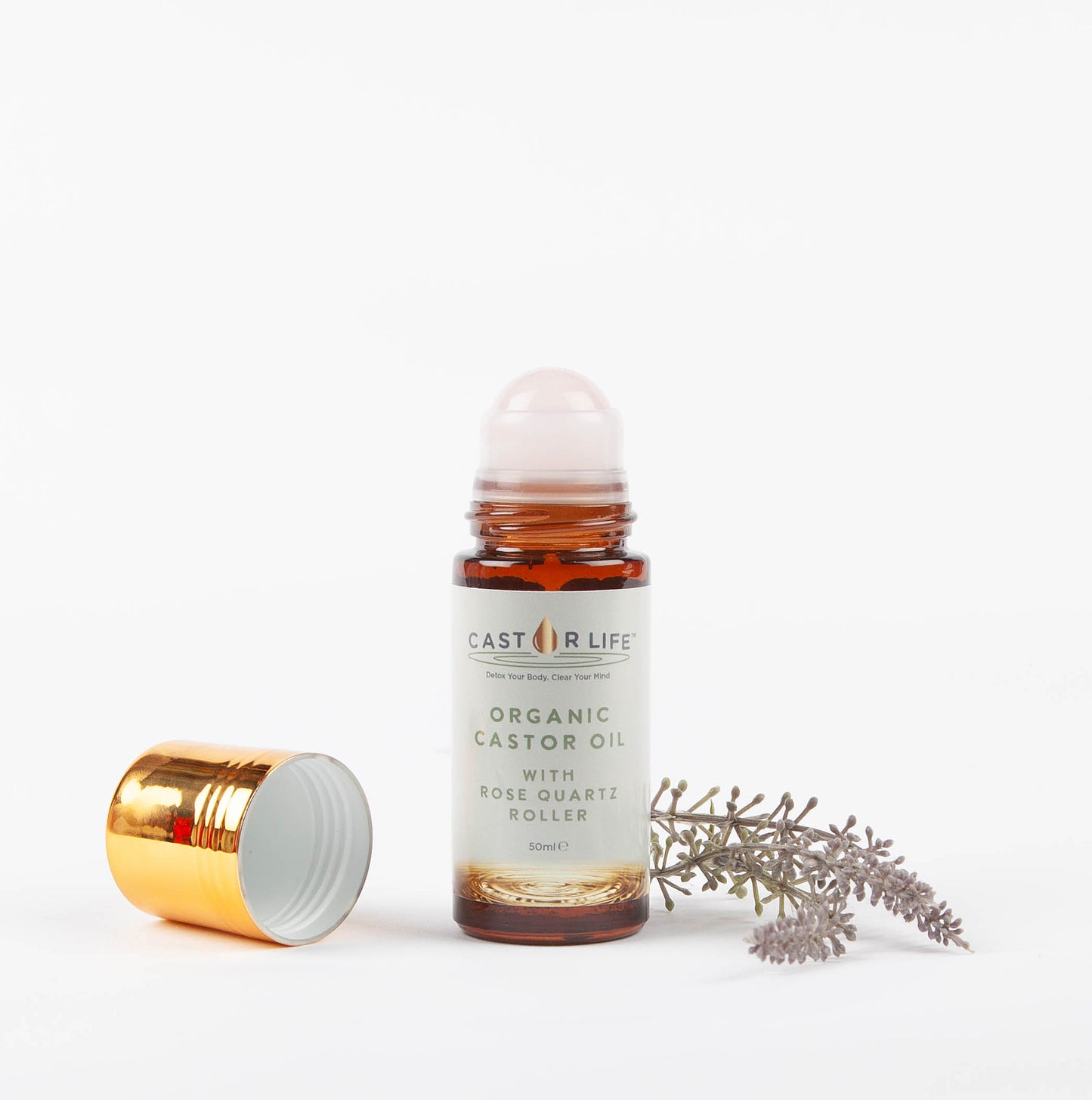 CastorLife Refillable Rose Quartz Roller - 50ml